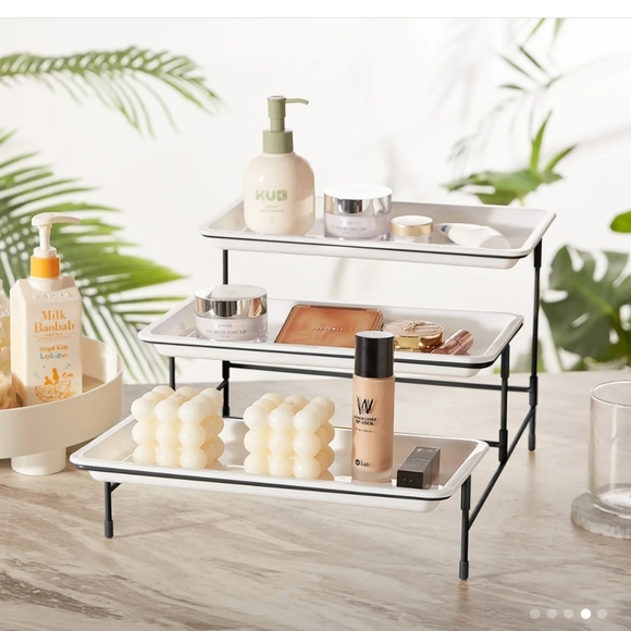 3 Tier Plastic Serving Tray for Party Supplies, 12" x 6.5" Platters for Serving - Picture 5 of 7